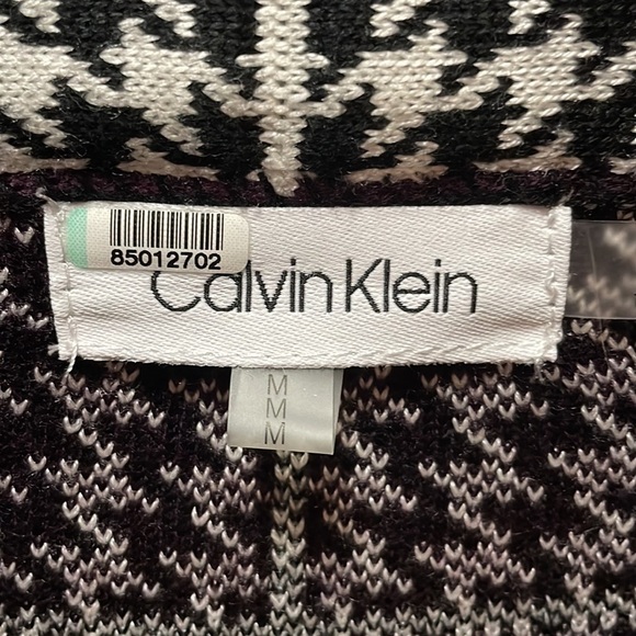Calvin Klein Printed Open-front Longline Cardigan In Houndstooth Size Medium - Picture 4 of 6